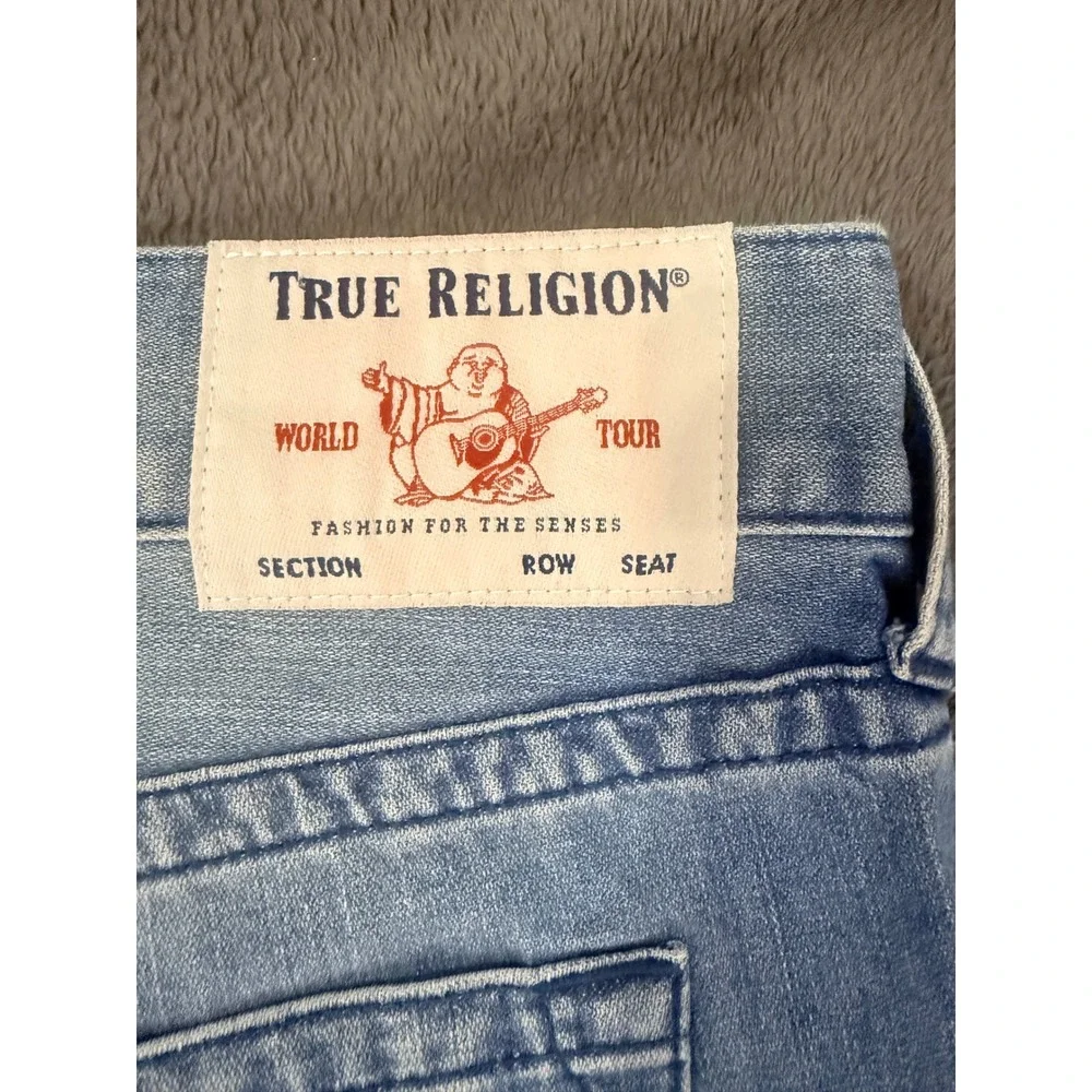 True Religion Geno No Flap SN Slim Straight Jeans Medium Wash Blue Mens 36 NEW